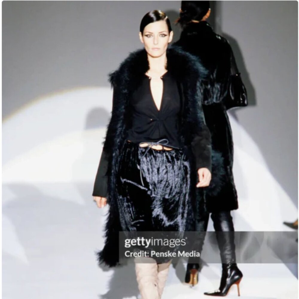Gucci Fall/Winter 1999 by Tom Ford Crushed Velvet Skirt with Leather Belt Loops